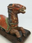 Large Chinese Carved Wood And Painted Horse Statue W  Wood Stand