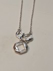 Silver Metal Adjustable Cable Chain Necklace Octagon Charm W  Crystals