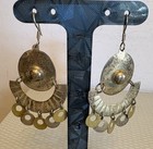 Vintage Taxco 925 Dangly Earrings Sterling Silver Mexico Mixed Metal Ring Drops