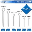 315pcs Cotter Pins Assortment Kit Zinc Plated Cotter Pins Steel Split Pin Fas   