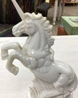 Vintage White Unicorn Figurine Rearing Ceramic Fantasy Mythical Decor