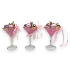 3-pack Pink Martini Glass Ornaments Mid-century Style Christmas Holiday Decor