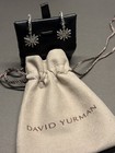 David Yurman 925 Sterling Silver Starburst Diamond Drop Earrings 7 Mm