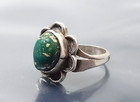 Vintage Navajo Sterling Silver Turquoise Oval Band Ring Size 5