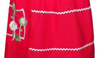 Christmas Apron Red With Green   White Embroidered Flowers Retro Vintage