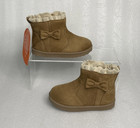 Wonder Nation Faux Suede Fur Brown Bow Shearling Boots Toddler Girls Size 6 New
