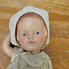 Vintage Antique Composition Baby Doll Nancy With Bonnet   Dress Collectible Toy