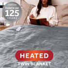 Electric Heated Bed Blanket Grey Soft Microplush 12 Heat Settings Twin 84 X 62