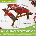 6ft Christmas Picnic Table Cover With Bench Covers Set Of 3  Christmas Bells    