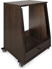Gator Elite Series 12u Angled Studio Rack With Locking Casters In Walnut Finish