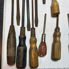 16 Slotted Wood Handled Screwdrivers Used 