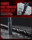 150 Pc Sae Heli Coil Thread Repair Kit  Standard Helicoil Kit With Hss Drill    