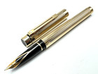Vintage C1978 Nos  Sheaffer Targa 1005 23k Gold Plated Fluted Fountain Pen 14k F