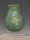 Antique Vintage Loetz Art Glass Formosa Threaded Green Cabinet Vase