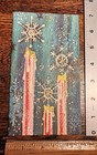 Vtg  sparkling Candles  Tall Atomic Mod Christmas Mcm Greeting Card Wenv Glitter
