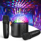 Karaoke Machine With Disco Ball Lights  Bluetooth Speaker   2 Wireless Mics - Pe