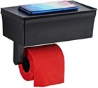 Black Toilet Paper Holder Tissue Roll Hanger With Shelf Wipes Dispenser Box