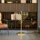 35  Modern Gold 9 Branch Hanukkah Menorah Chabad Electric Led Flame Bulbs    