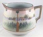 Vintage Hand Painted Made In Japan Ceramic Jug   4 Mugs Pastoral Country Cottage