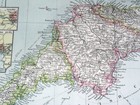 1908 Original Antique Map Of Western England Cornwall Devon Wales