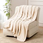  Fleece Throw Blanket For Couch 300gsm Super Soft Plush Fuzzy 50 x60  Beige