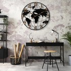Large Wall Clock - 24 Inch World Map Minimalist Modern Wall Clock Round Metal 