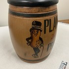 Mr  Peanut Planters Hand Carved And Painted Wooden Barrel Artist Signed