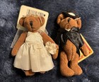 Lot Of 2 - 3inch Miniature Bears Bride And Groom Tiny Town Teddy By Russ Berrie