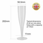 10 X Colourless Prosecco Flutes 175ml Champagne Glasses Biodegradable Plastic Pa