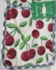 Set Of 2 Same Kitchen Pot Holders  7 x7   Red Cherries  Buffalo Check Back  Hy