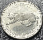 1967 Canada Silver Quarter 25 Cents Bobcat Centennial Coin 80  Silver Au unc