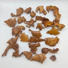 Vtg Wooden Peg Puzzle Monkeys In Tree 27 Piece Carved Eclectic Jungle Animals