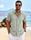 Coofandy Mens Casual Shirts Button Up Shirt Linen Summer Beach Outfit Yoga Tee