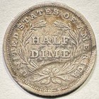 1838 Seated Liberty Half Dime Silver With Stars Early Date No Drapery Bent