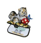 Cat W Ball And Butterfly Limoges Box France Authentic New
