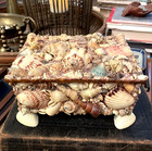 Vtg Handmade Coastal Seashell Encrusted Jewelry Box 1970s Nautical
