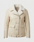 Women Real Leather Shearling Biker Jacket Warm Winter Coat Belted Black Tan Cre