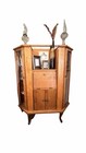 Antique Oak Secretary Display Cabinet Curio Bookcase Drop Front Desk Glass Doors