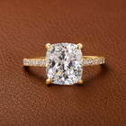2 Ct Cushion Moissanite Thin Pave Band Engagement Ring 925 Silver Gold Plated