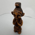 Vintage Tiki God Statue Figurine Praying Brown Tropical Decor Ceramic 4  Tall