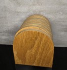 Vintage Mcm Wooden Drink Coasters Cork   Wood Gold Accent Set Of 6 W  Caddy