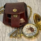 Vtg Franklin Mint Fish   Wildlife  Deer Pocket Watch  Case   Chain Needs Battery