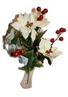 Deluxe 19  Sparkling Christmas 8 Head Mix Bush W Artificial 4  Poinsettia Flower