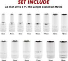 3 8  Drive Metric Deep Impact Socket Set Mid-length 6-19 Mm 14pcs 6 Point
