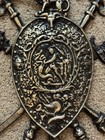 Vtg Wall Plaque Metal Warrior Coat Of Arms Shield Raised Relief  28    X 18    Japan