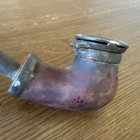 Large 14   Antique Hand Carved German Smoking Pipe W  Lid Burl Sterling Silver