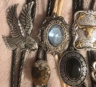Vintage Lot Of 15 Metal Bolo Ties  Eagle  Bull  Stones  Arrowhead  Turquoise