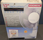 New Vintage Windmere 12  Oscillating Desk Fan  Retro Smoke Blades - Metal Cage