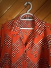 Lior Paris Orange Geometric Print Long Sleeve Button Down Shirt Dress Size M