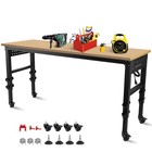 Adjustable Heavy Duty Workbench 72  2000lbs Rubberwood Top Power Outlets Garage